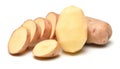 Potatoes close-up, raw and sliced, objects are isolated on a white background Royalty Free Stock Photo