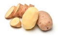 Potatoes close-up, raw and sliced, objects are isolated on a white background Royalty Free Stock Photo