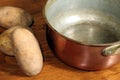 Potatoes and Copper Cooking Pot Royalty Free Stock Photo