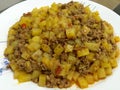 Potatoes cube with minced beef Royalty Free Stock Photo