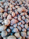 Potatoes on display at a farmers market, closeup of photo Royalty Free Stock Photo