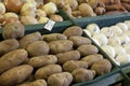 Potatoes on display in produce market Royalty Free Stock Photo