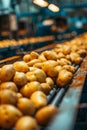 potatoes in the factory industry. selective focus. Royalty Free Stock Photo