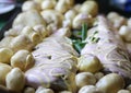 Potatoes with fish and mayonnaise prepared for cooking