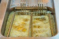 The potatoes are fried in boiling oil Royalty Free Stock Photo