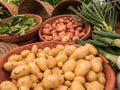 Potatoes and leeks at Corvallis Farmers Market, Oregon Royalty Free Stock Photo