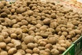 Potatoes in the market .Raw vegetables backgrounds overhead perspective. Healthy organic potatoes food. Selective focus. Supermark Royalty Free Stock Photo