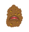 Potatoes monster GMO mutant. Angry Genetically modified Vegetable with teeth. Hungry Alien Food vector illustration Royalty Free Stock Photo