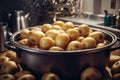 Potatoes In A Pot Full of Water In The Kitchen