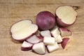 Potatoes on rustic wood background