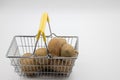 potatoes in a small basket for purchase Royalty Free Stock Photo