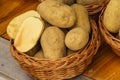 Potatoes in wicker basket Royalty Free Stock Photo