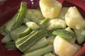 Potatoes and zucchini steamed cooked