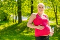 Potbellied pregnant woman happy portrait