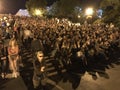 People watch a film in Odessa on the Potemkin Steps