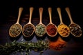 Potent Spices spoon herbs. Generate Ai Royalty Free Stock Photo