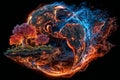 A potent symbol of climate change is captured in an illustration of the Earth in flames, complete with space for Royalty Free Stock Photo