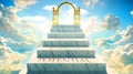 Potential as stairs to reach out to the heavenly gate for reward, success and happiness. Step by step, Potential elevates and Royalty Free Stock Photo