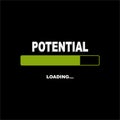Potential Loading text and progress bar isolated on black background