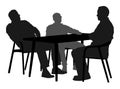 Potential worker in a job interview silhouette. Business people sitting and talking. Royalty Free Stock Photo