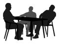 Potential worker in a job interview vector silhouette. Business people sitting and talking about new idea. Royalty Free Stock Photo