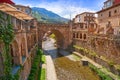 Potes river Quiviesa Deva a Cantabria village Spain