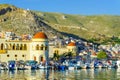 Pothia, capital and the port of Kalymnos, harbor view Royalty Free Stock Photo