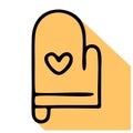 Potholder flat line icon. Oven-glove vector illustration