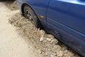 Pothole, damage on the road