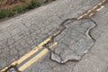 Pothole road Royalty Free Stock Photo