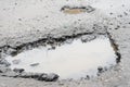 Potholes. Potholes dangerous to motorists and pedestrians. Royalty Free Stock Photo