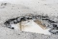 Potholes. Potholes dangerous to motorists and pedestrians.