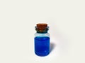 Potion with blue liquid. Alchemy set with flask. small glass bottle with colored mana liquid for game role play. magic potions