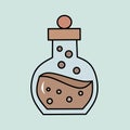 Simple Outline Potion Bottle with Bubbles Elixir Liquid Illustration Royalty Free Stock Photo