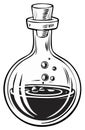 Potion bottle illustration with liquid and bubbles, design concept Royalty Free Stock Photo