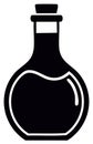 Potion Bottle Simple Graphic. Black Flask with Liquid and Cork Stopper in Glyph Style Royalty Free Stock Photo