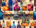 Potion Bottles on a Shelf Royalty Free Stock Photo