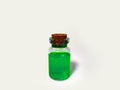 Potion with green liquid. Alchemy set with flask. small glass bottle with colored liquid for game role play. magic potions with