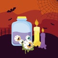 potion magic with icons in scene halloween