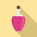 Potion pink bottle icon, flat style