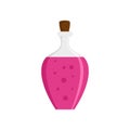 Potion pink bottle icon, flat style