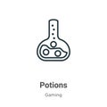 Potions outline vector icon. Thin line black potions icon, flat vector simple element illustration from editable gaming concept
