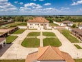 Potlogi, Romania - August 2018: aerial view of the restored bra Royalty Free Stock Photo