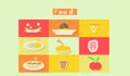 Potluck and asia food of modern flat design icons