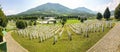 Potocari, Bosnia and Herzegovina - July 31, 2019. Panorama of site of Memorial to genocida in Srebrenica and Potocari Royalty Free Stock Photo