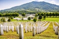 Potocari, Bosnia and Herzegovina - July 31, 2019. Site of Memorial to genocida in Srebrenica and Potocari Royalty Free Stock Photo