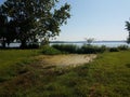 Potomac river and Wilson bridge with stagnant water Royalty Free Stock Photo