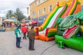 POTOSI, BOLIVIA - APRIL 18, 2015: Inflatable attractions for children in Potosi, Bolivi Royalty Free Stock Photo