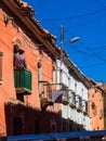 Potosi, Bolivia  Colonial streets with the backdrop of the Cerro Rico mountain Royalty Free Stock Photo