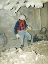 POTOSI, BOLIVIA - JULY 5, 2008: Male miner in the Cerro Rico mine in Potosi, Bolivia. One of the hardest and most Royalty Free Stock Photo